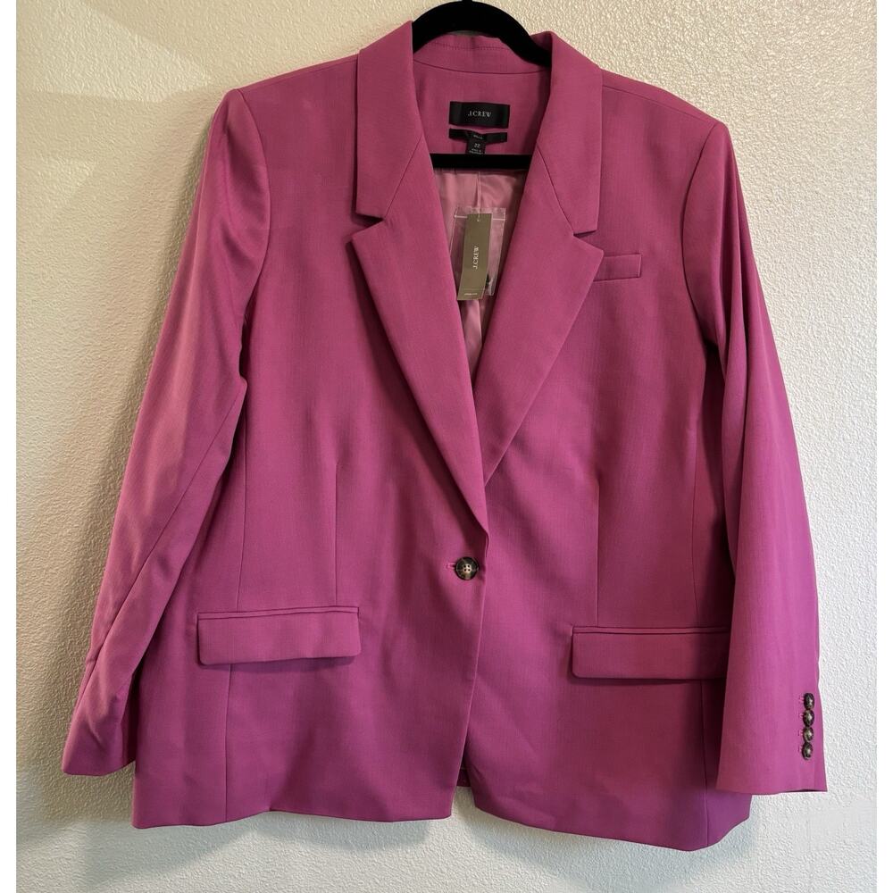 NWT J.Crew Willa Blazer in Garden Dahlia Pink Italian City Wool Jacket Size 22 - Picture 2 of 10